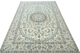 Surface texture of New Nain rug with natural Wool and intricate pattern