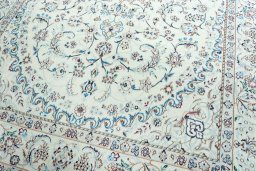 Close-up detail of New Nain rug from Iran / Persia showing Wool weave