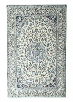 Full view of 2000s Nain rug from Iran / Persia, 311 × 201 cm in Beige tones