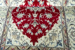Close-up detail of New Nain rug from Iran / Persia showing Wool weave