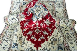 Surface texture of New Nain rug with natural Wool and intricate pattern