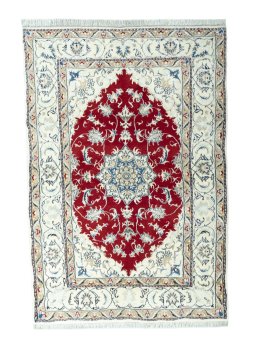Full view of New Nain rug from Iran / Persia, 192 × 131 cm in Red tones