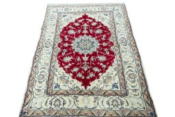 Surface texture of New Nain rug with natural Wool and intricate pattern