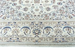 Full view of 2000s Nain rug from Iran / Persia, 348 × 256 cm in Beige tones