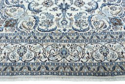 Full view of 2000s Nain rug from Iran / Persia, 355 × 242 cm in Beige tones