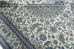 Close-up detail of 2000s Nain rug from Iran / Persia showing Cork weave