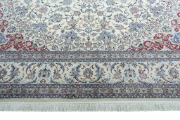 Full view of 2000s Nain rug from Iran / Persia, 396 × 261 cm in Beige tones