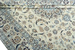 Close-up detail of 2000s Nain rug from Iran / Persia showing Wool weave