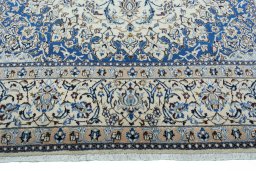 Full view of 2000s Nain rug from Iran / Persia, 373 × 248 cm in Beige tones
