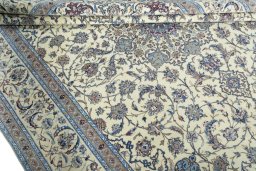 Close-up detail of 2000s Nain rug from Iran / Persia showing Cork weave
