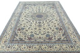 Surface texture of 2000s Nain rug with natural Cork and intricate pattern