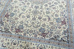 Close-up detail of 2000s Nain rug from Iran / Persia showing Cork weave