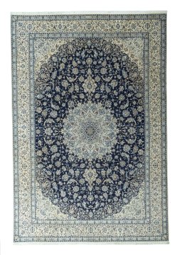 Full view of 2000s Nain rug from Iran / Persia, 375 × 259 cm in Blue tones