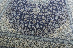 Close-up detail of 2000s Nain rug from Iran / Persia showing Cork weave