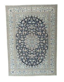 Full view of 2000s Nain rug from Iran / Persia, 318 × 224 cm in Blue tones