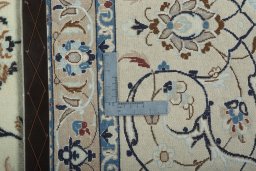 Backside of handmade 2000s Nain rug showing knot structure and weave density