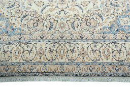 Full view of 2000s Nain rug from Iran / Persia, 418 × 300 cm in Beige tones