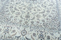 Close-up detail of New Nain rug from Iran / Persia showing Wool weave