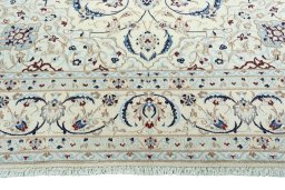 Full view of 2000s Nain rug from Iran / Persia, 361 × 245 cm in Beige tones