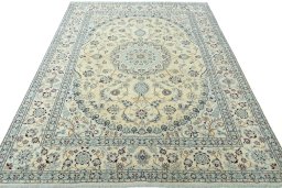 Surface texture of New Nain rug with natural Wool and intricate pattern