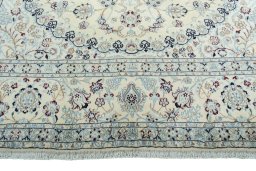 Full view of New Nain rug from Iran / Persia, 348 × 253 cm in Beige tones