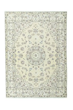 Full view of 2000s Nain rug from Iran / Persia, 215 × 155 cm in Beige tones