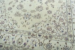 Close-up detail of 2000s Nain rug from Iran / Persia showing Wool weave