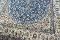Close-up detail of 2000s Nain rug from Iran / Persia showing Wool weave
