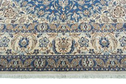 Full view of 2000s Nain rug from Iran / Persia, 300 × 202 cm in Blue tones