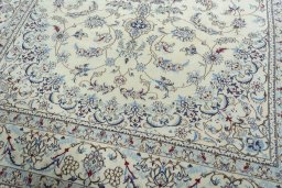 Close-up detail of 2000s Nain rug from Iran / Persia showing Wool weave