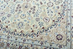 Close-up detail of 2000s Nain rug from Iran / Persia showing Wool weave