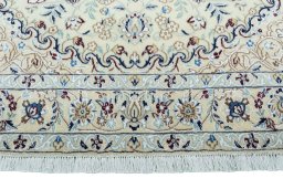 Full view of 2000s Nain rug from Iran / Persia, 210 × 134 cm in Beige tones