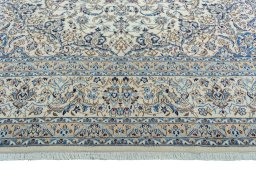 Full view of 2000s Nain rug from Iran / Persia, 404 × 315 cm in Beige tones