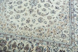 Close-up detail of 2000s Nain rug from Iran / Persia showing Wool weave