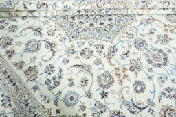 Close-up detail of New Nain rug from Iran / Persia showing Wool weave
