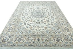 Surface texture of New Nain rug with natural Wool and intricate pattern
