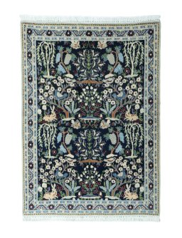 Full view of 2000s Nain rug from Iran / Persia, 128 × 93 cm in Blue tones