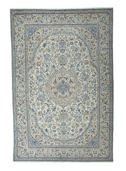 Full view of 2000s Nain rug from Iran / Persia, 503 × 337 cm in Beige tones