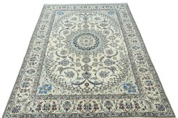 Surface texture of New Nain rug with natural Wool and intricate pattern
