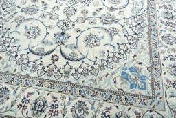 Close-up detail of New Nain rug from Iran / Persia showing Wool weave