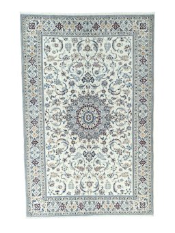 Full view of 2000s Nain rug from Iran / Persia, 326 × 213 cm in Beige tones