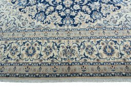 Full view of 2000s Nain rug from Iran / Persia, 470 × 303 cm in Blue tones