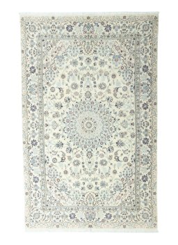 Full view of New Nain rug from Iran / Persia, 311 × 196 cm in Beige tones