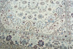 Close-up detail of New Nain rug from Iran / Persia showing Wool weave