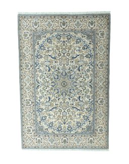 Full view of 2000s Nain rug from Iran / Persia, 295 × 198 cm in Beige tones