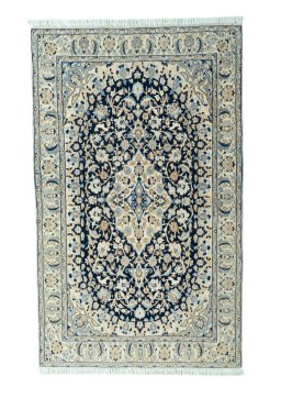Full view of 2000s Nain rug from Iran / Persia, 195 × 120 cm in Blue tones