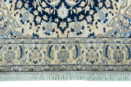Full view of 2000s Nain rug from Iran / Persia, 195 × 120 cm in Blue tones