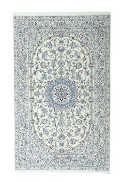 Full view of 2000s Nain rug from Iran / Persia, 256 × 159 cm in Beige tones