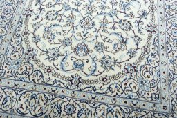 Close-up detail of 2000s Nain rug from Iran / Persia showing Wool weave