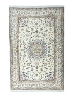 Full view of 2000s Nain rug from Iran / Persia, 310 × 203 cm in Beige tones